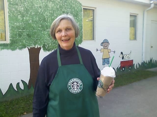 Susie in a handmade Starbucks costume